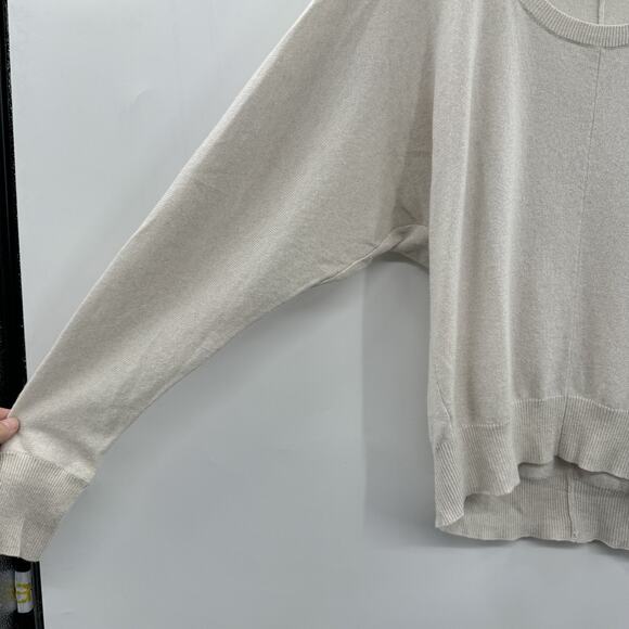 Theory 100% Cashmere Juwan Scoop Neck Sweater Sz L Light Gray Taupe - Picture 3 of 11